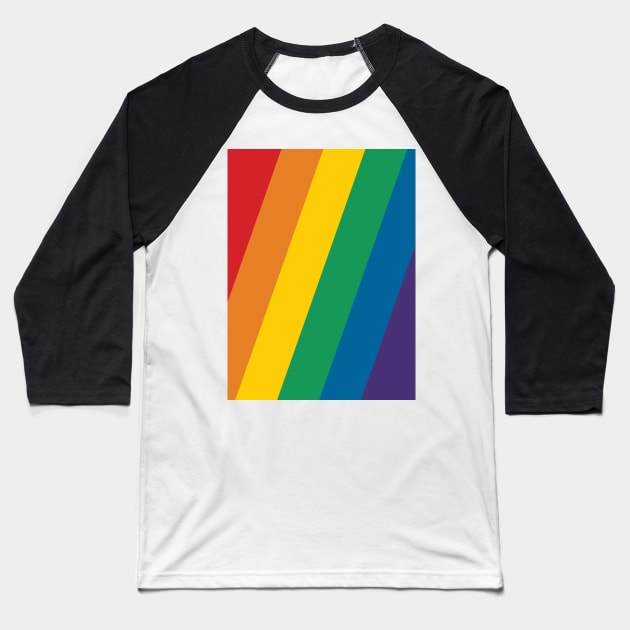 Rainbow Pride Flag (Proud LGBTQ+ Community Pride Flag) Slanted Version Baseball T-Shirt by Teeworthy Designs